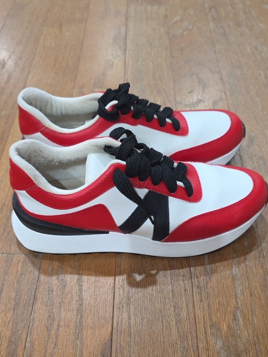 Mks Shoes - MKS Red White and Black Lace-Up Sneakers
